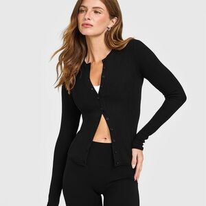 Oner Active Mellow Rib Long Sleeve Cardigan in Black - Medium